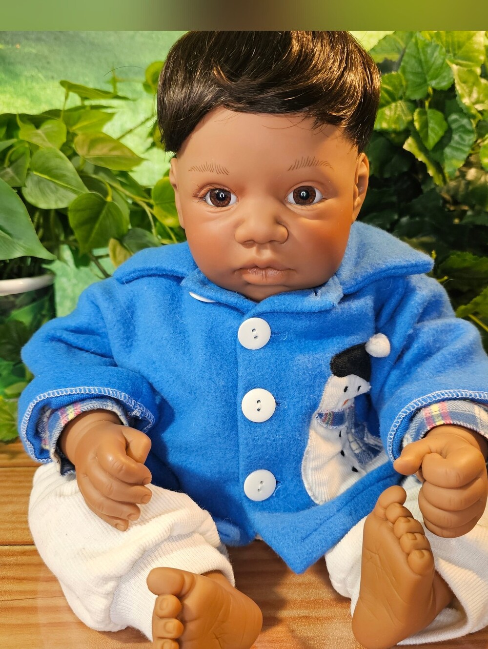 Lee Middleton Cute Reborn Doll Boy African  American 1997 by Reva Schick